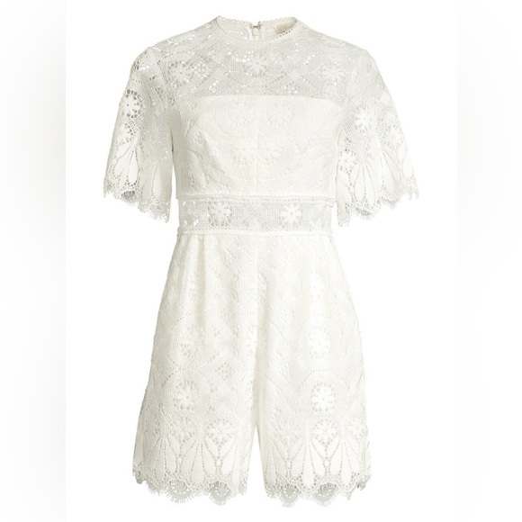 Shoshanna Desse White Lace Illusion Romper Size 8 - Picture 3 of 10